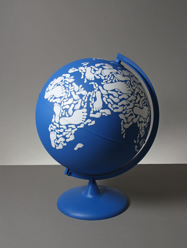 globe made with footprints kyle bean Inventive Hand Crafted Art by Kyle Bean