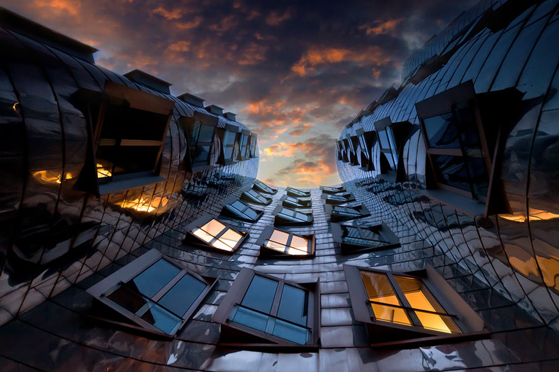 neuer zollhof building dusseldorf germany frank gehry Picture of the Day: Looking Skyward in Dusseldorf