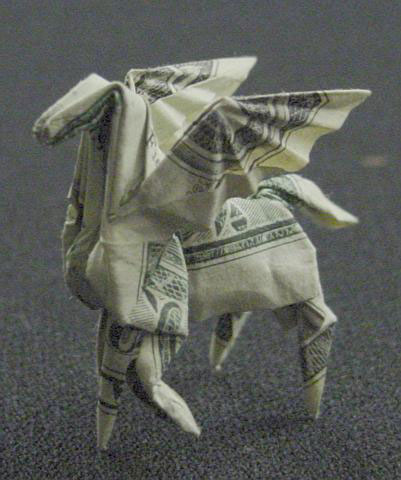 pegasus made from dollar bill origami by won park Amazing Origami Using Only Dollar Bills