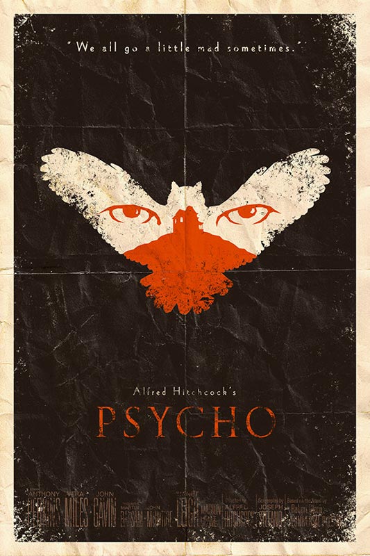 psycho alternate movie poster by adam rabalais Creative Alternate Movie Posters by Adam Rabalais