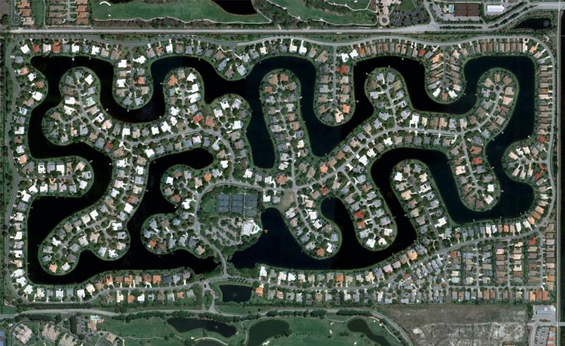 aerial patterns of human housing developments on google maps 6 North America from 30 000 ft Above