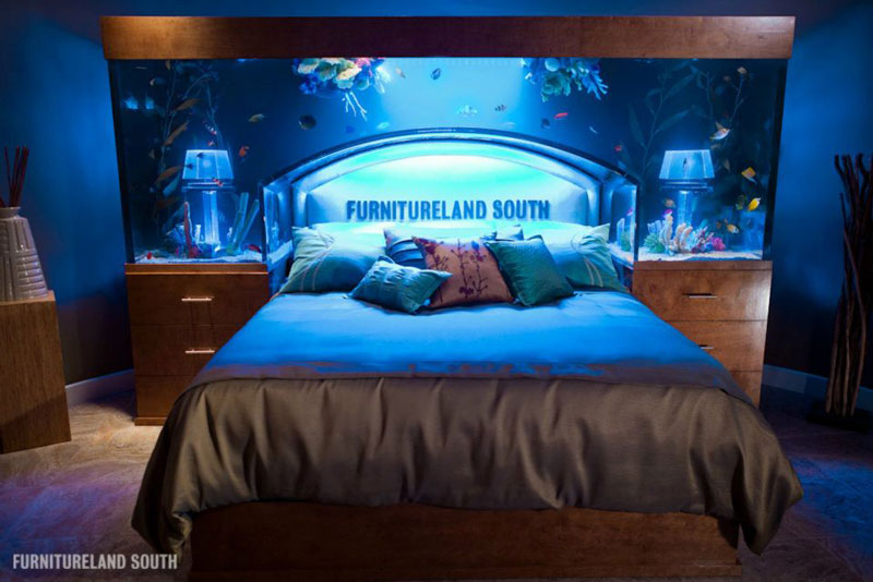 fish tank headboard above bed furnitureland south 6 Cool Custom Fish Tank Headboard for your Bed