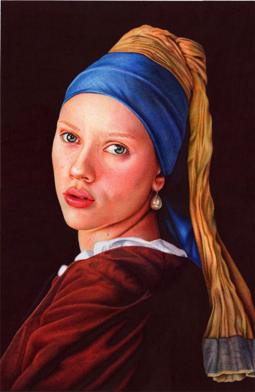 girl with a pearl earring   ballpoint pen by vianaarts Hyperrealistic Portraits Using Only Ballpoint Pens