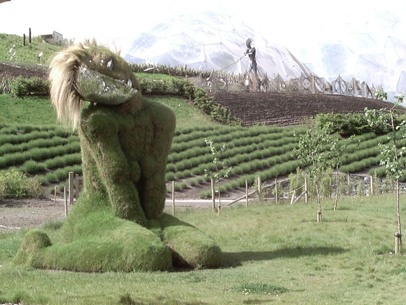 grasswoman sculpture eden project art The Largest Greenhouse in the World