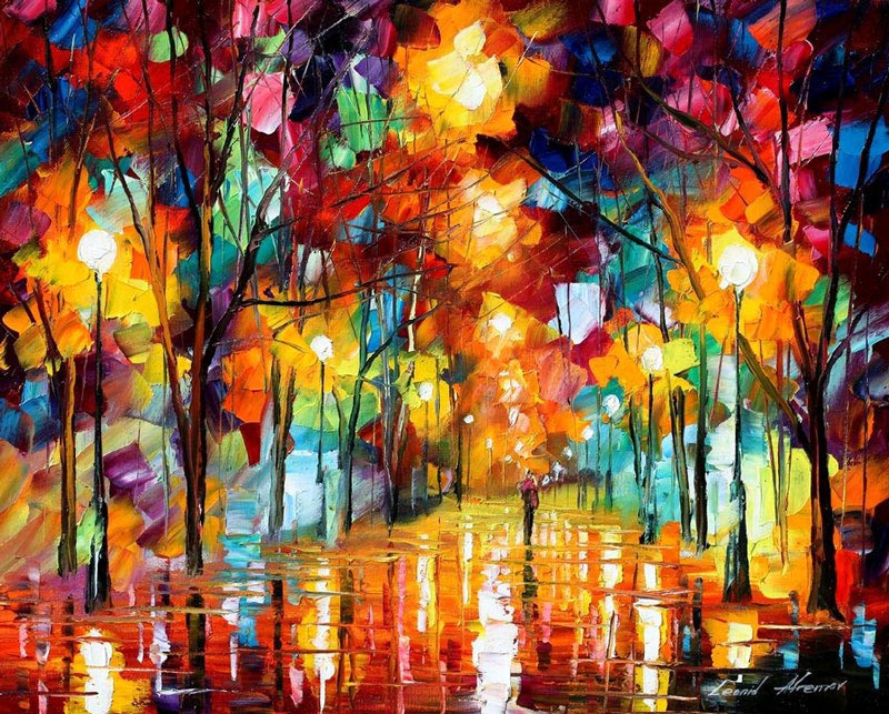 oil painting using only a paltete knife leonid afremov 2 Breathtaking Oil Paintings Using Only a Palette Knife