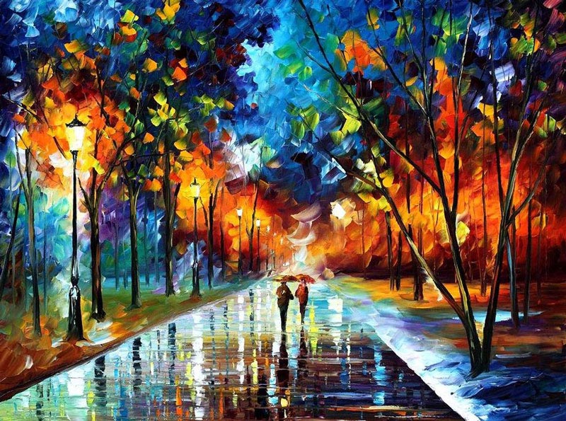 oil painting using only a paltete knife leonid afremov 7 Watercolor Cityscapes by Maja Wronska