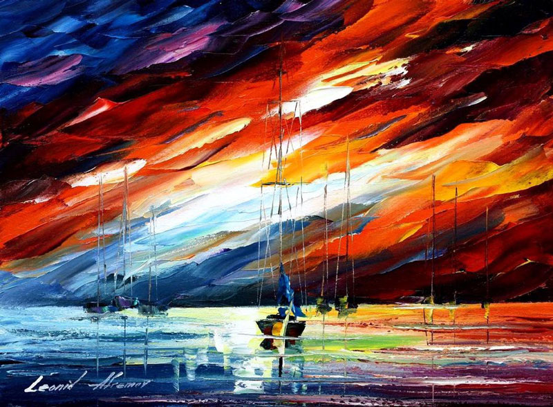 oil painting using only a paltete knife leonid afremov 8 Breathtaking Oil Paintings Using Only a Palette Knife