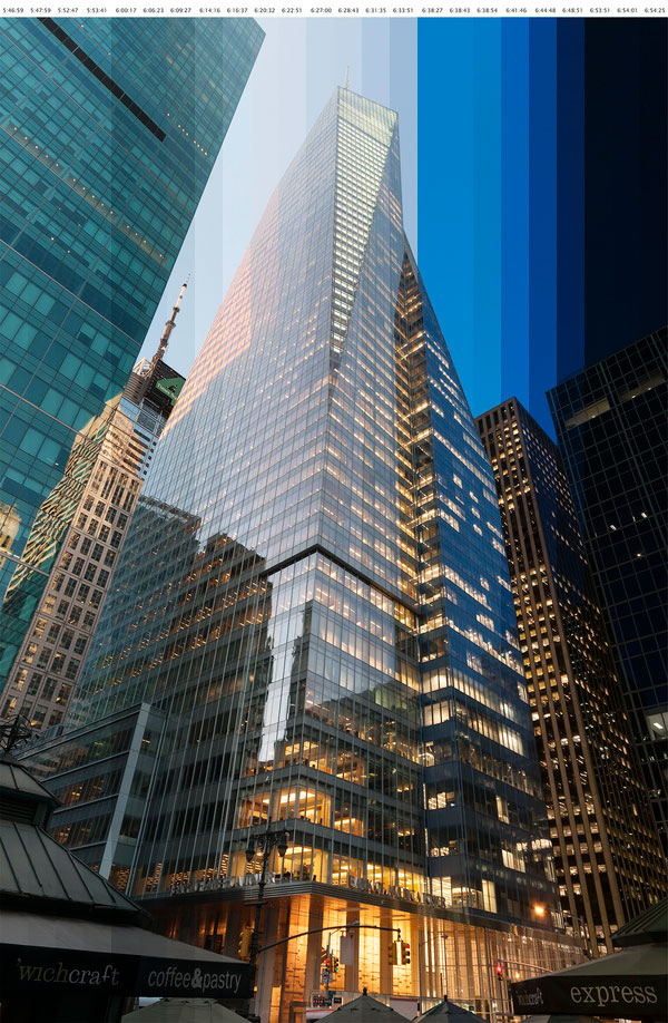 vertically sliced timelapse photos of nyc buildings at sunset richard silver 3 Vertically Sliced Timelapse Photos of Buildings at Sunset