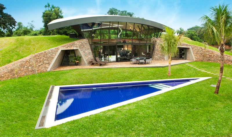 bauen architects hillside home built into landscape paraguay 15 A Cliffside Home Overlooking the Mediterranean