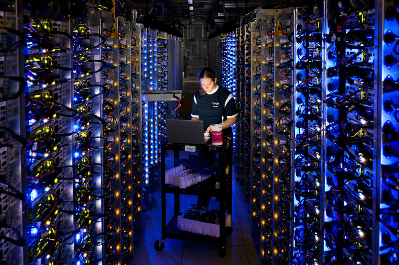 google engineer at dalles oregon data center inspecting overheated cpu A Photo Tour of Google Data Centers Around the World