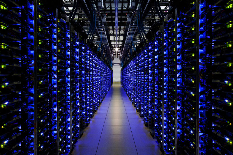 row of servers with blue leds google data center douglas county A Photo Tour of Google Data Centers Around the World