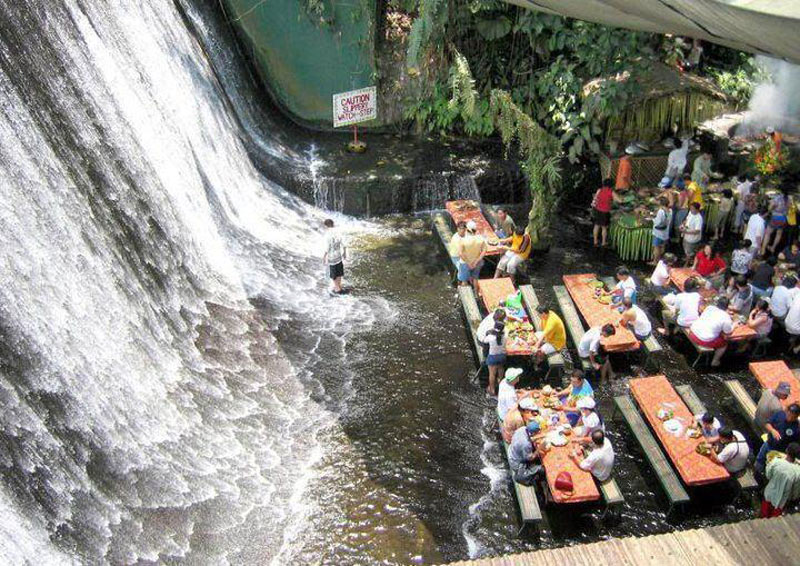waterfall restaurant villa escudero phillippines 6 A Restaurant Beside a Waterfall