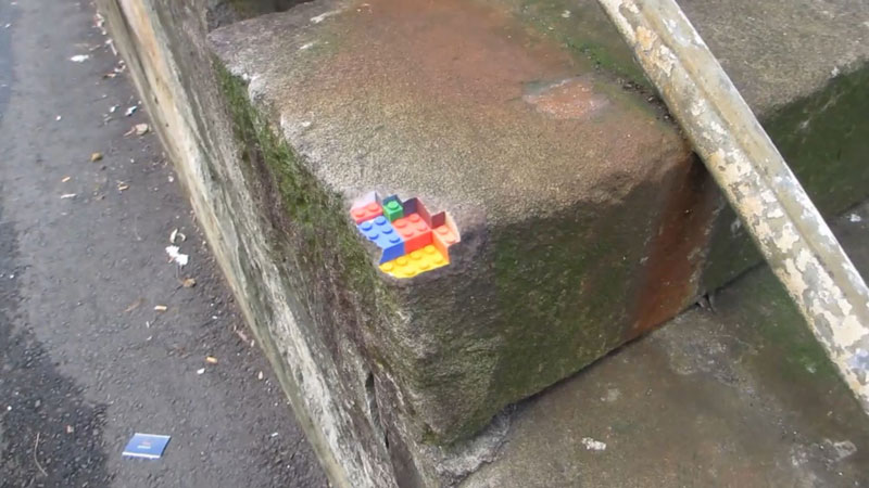 3d printed lego street art greg petchkovsky 10 3D Printed LEGO Block Blended into a Chipped Step