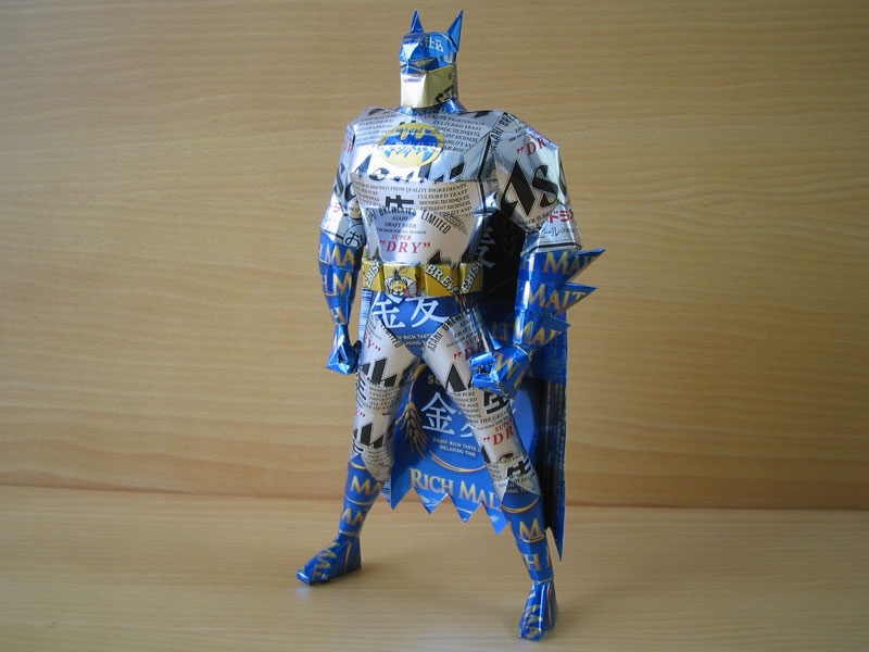 batman  made from aluminum cans japanese artist makaon