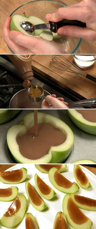 caramel apple jello shooters 12 Delicious Dishes Served Inside Other Foods