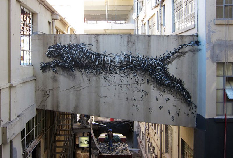 daleast adrenalin cape town south africa 2012 Twisted Metal Street Art Murals by DALeast