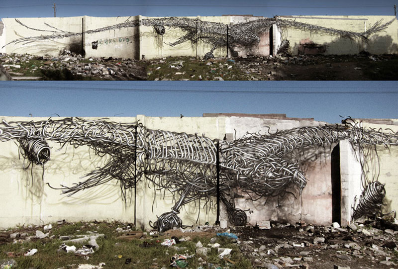 daleast milestonecape town south africa2012 Twisted Metal Street Art Murals by DALeast