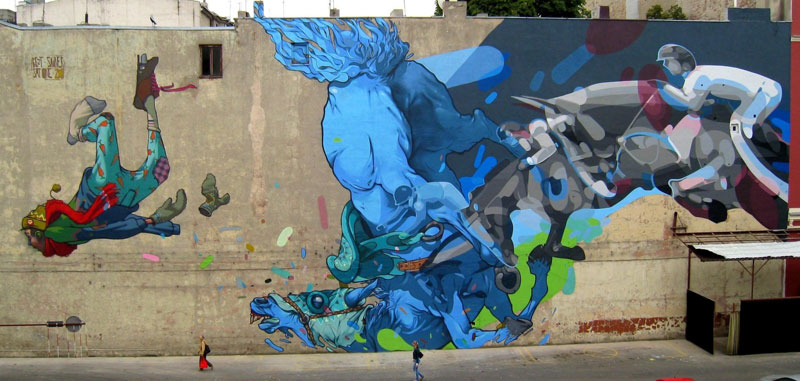 etam satone street art mural lodz poland 2011 1 Colossal Street Art by Sainer and Bezt