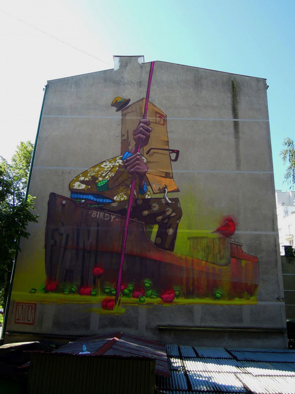 sainer birdyboat gdynia poland etam cru Exploded View Street Art Murals by Nychos