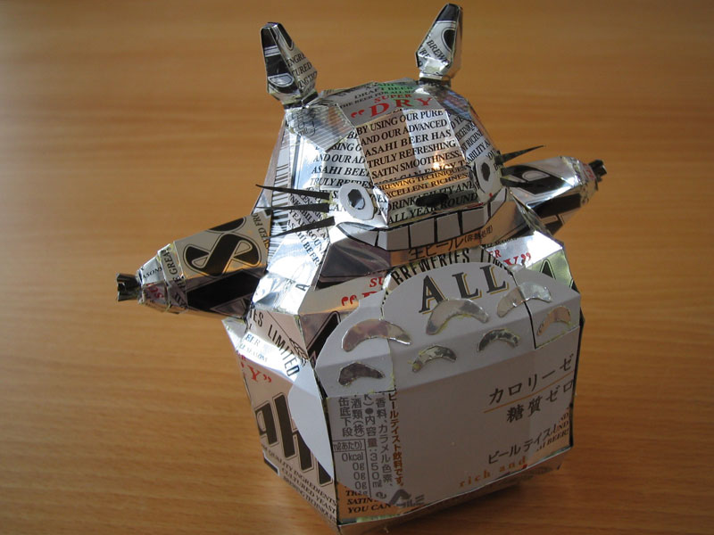 totoro made from aluminum cans japanese artist makaon