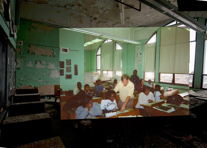 detroit cass tech now and then blended photos into abandoned school building detroit urbex (15)
