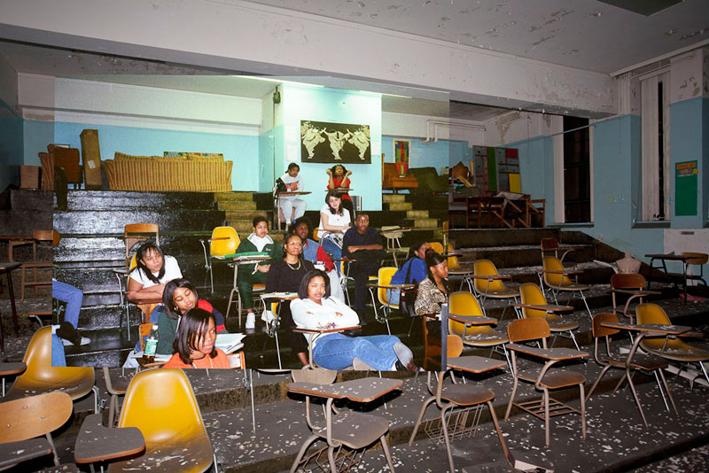 detroit cass tech now and then blended photos into abandoned school building detroit urbex (8)