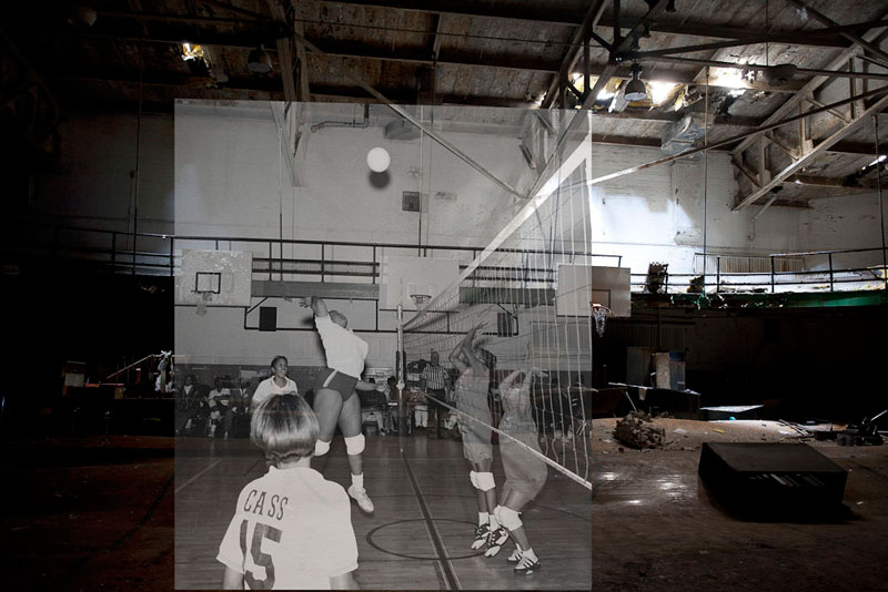 detroit cass tech now and then blended photos into abandoned school building detroit urbex (9)