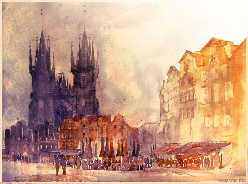 watercolor cityscapes by maja wronska takmaj poland (2)