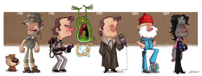 bill murray character evolution illustrated by jeff victor The Character Evolutions of Famous Actors