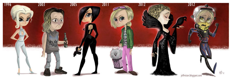charlize theron character evolution illustrated by jeff victor The Character Evolutions of Famous Actors