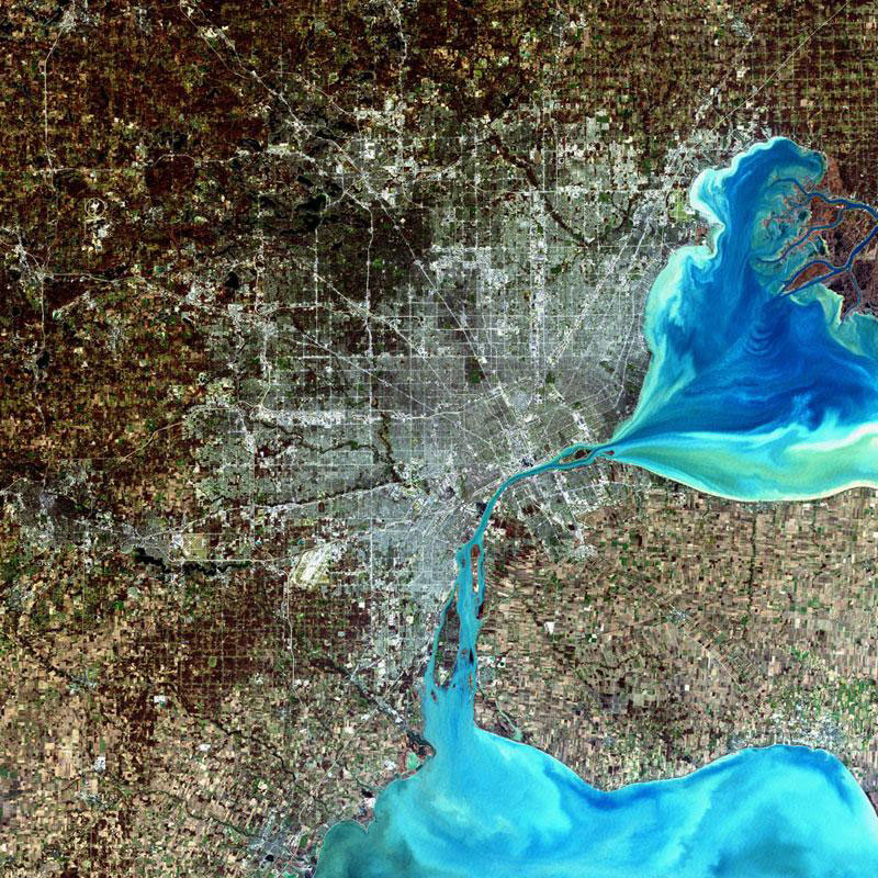 detroit landsat satellite imagae 15 Surreal Satellite Images of Earth