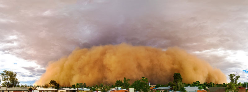 haboob dust storm head on panoramic view 15 Ominous Photos of Dust Storms