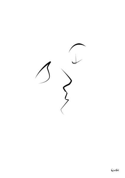 kiss one line portrait by quibe