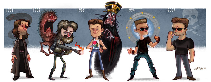 kurt russell character evolution illustrated by jeff victor The Character Evolutions of Famous Actors