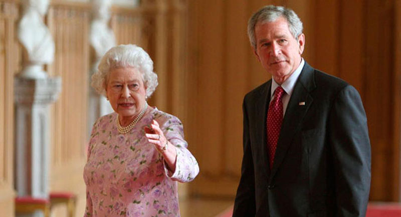 queen elizabeth george w bush windsor castle england june 15 2008 Portraits of the Queen with the Last 12 U.S. Presidents