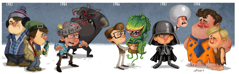 rick moranis character evolution illustrated by jeff victor The Character Evolutions of Famous Actors