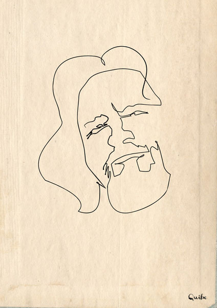 the-dude-big-lebowski one line portrait by quibe
