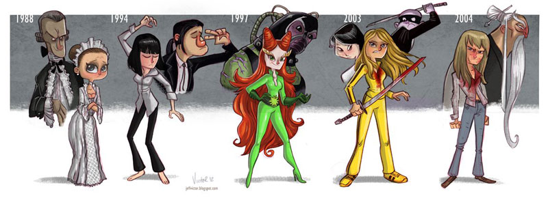 uma thurman character evolution illustrated by jeff victor The Character Evolutions of Famous Actors