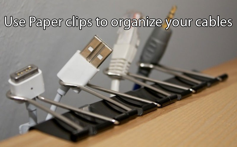 use paper clips to organize your cables life hack 27 Tips from the Worlds Smartest Duck