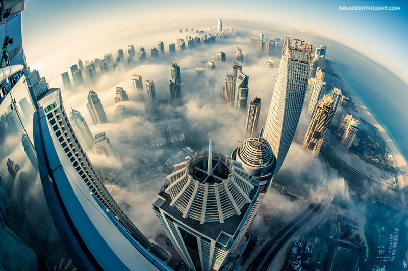 cloud city foggy dubai aerial from above princess tower Picture of the Day: Cloud City, Dubai