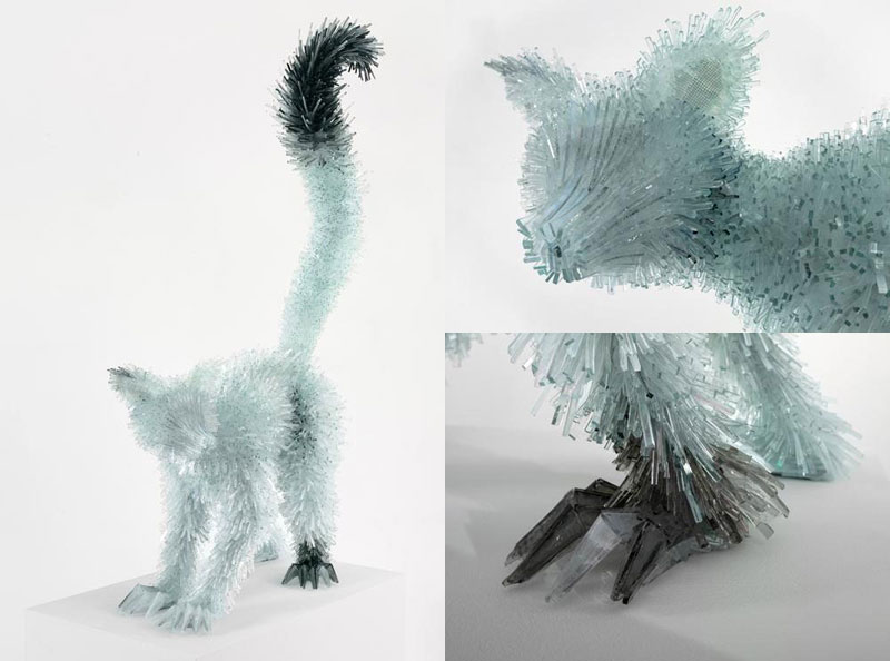 shattered glass animal sculpture marta klonowska lemur Shattered Glass Animal Sculptures by Marta Klonowska
