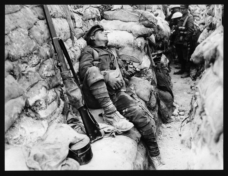 Soldier's-comrades-watching-him-as-he-sleeps-Thievpal-France-wwi