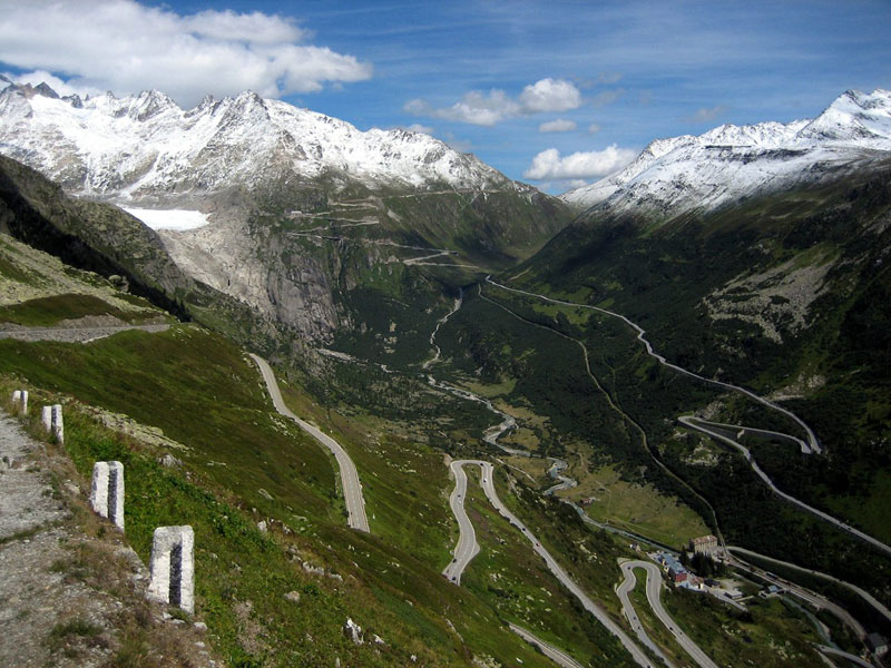 furkapassroute in switzerland as seen from grimselpassroute This is the Worlds First Suspended Bicycle Roundabout
