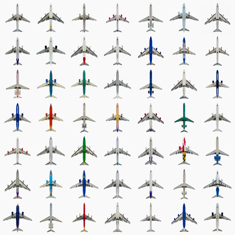 Jeffrey_Milstein_Grid_Typology_49_Commercial_Jets_directly-overhad