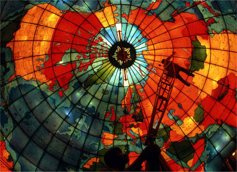 mapparium stained glass globe mary baker eddy library boston