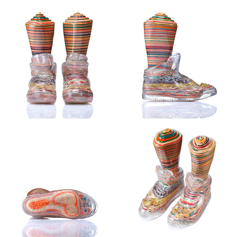 invisible kicks airwalk made from old skateboard decks haroshi 11 Sculptures Crafted from Old Skateboard Decks