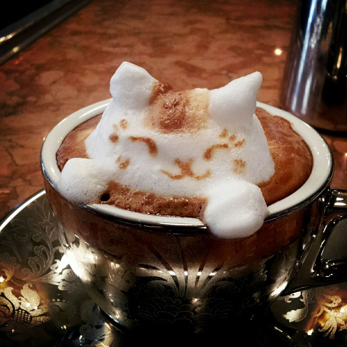 latte coffee art kazuki yamamoto george 10g twitter 1 Black Marker Coffee Cup Art by Cheeming Boey
