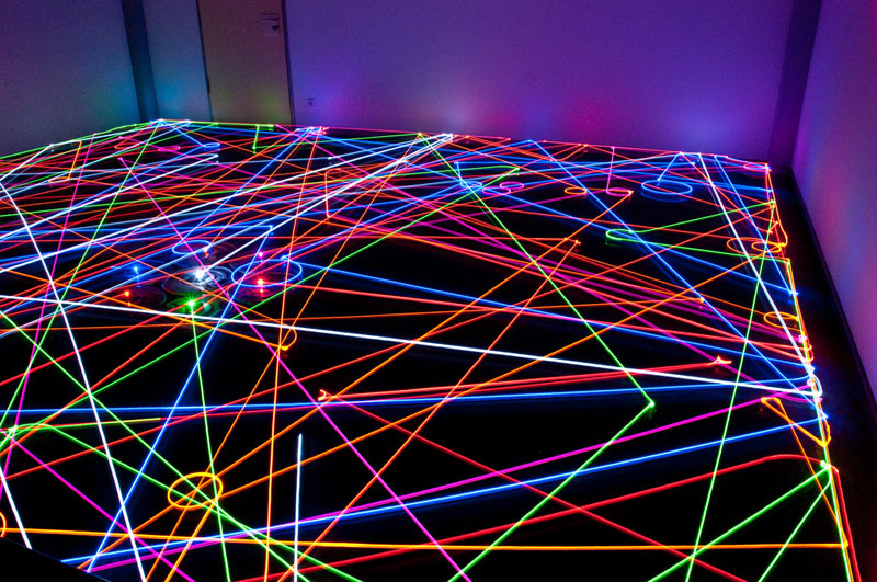 roomba floor path long exposure light painting 1 Infinite Artworks Made with Plexiglas, Mirrors and LEDs