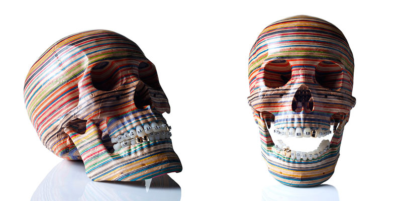 skull made from old skateboard decks harosh 2i 11 Sculptures Crafted from Old Skateboard Decks