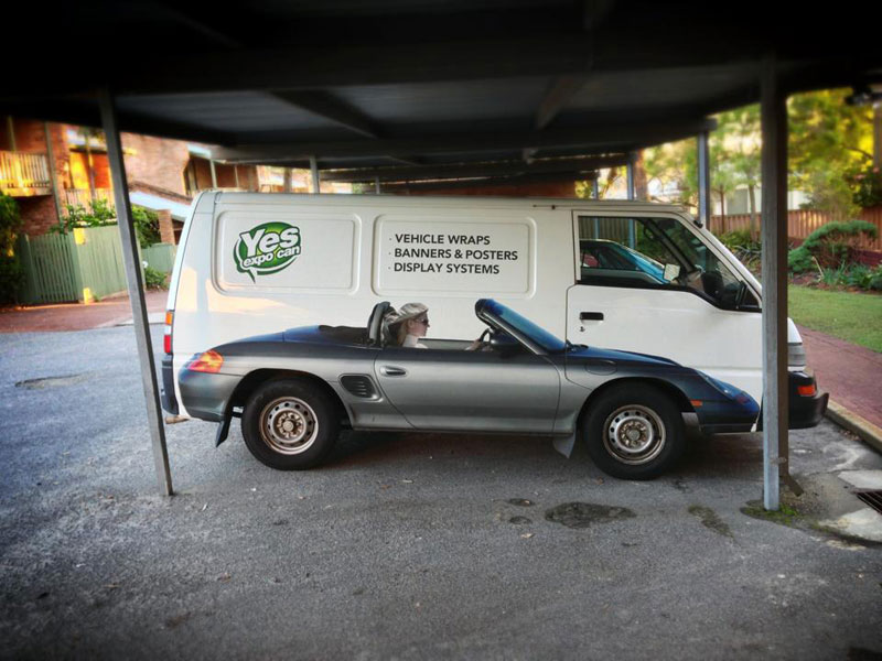 clever vehicle van wrap of convertible sports car The Shirk Report   Volume 216